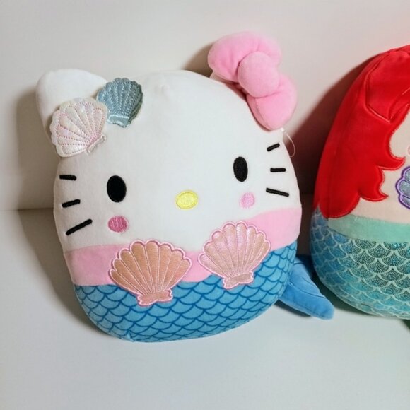 Squishmallow Plush Mermaid Bundle Ariel Flounder and Hello Kitty - Picture 2 of 8
